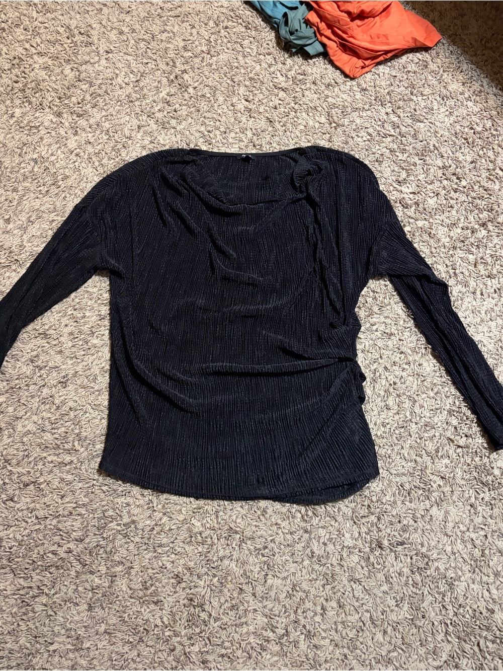 Express Black Long-Sleeve Ribbed Knit Top